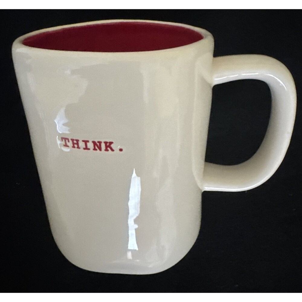 Rae Dunn Artisan by Magenta ‘THINK’ Coffee Mug Tea Cup White Red Think New W Tag